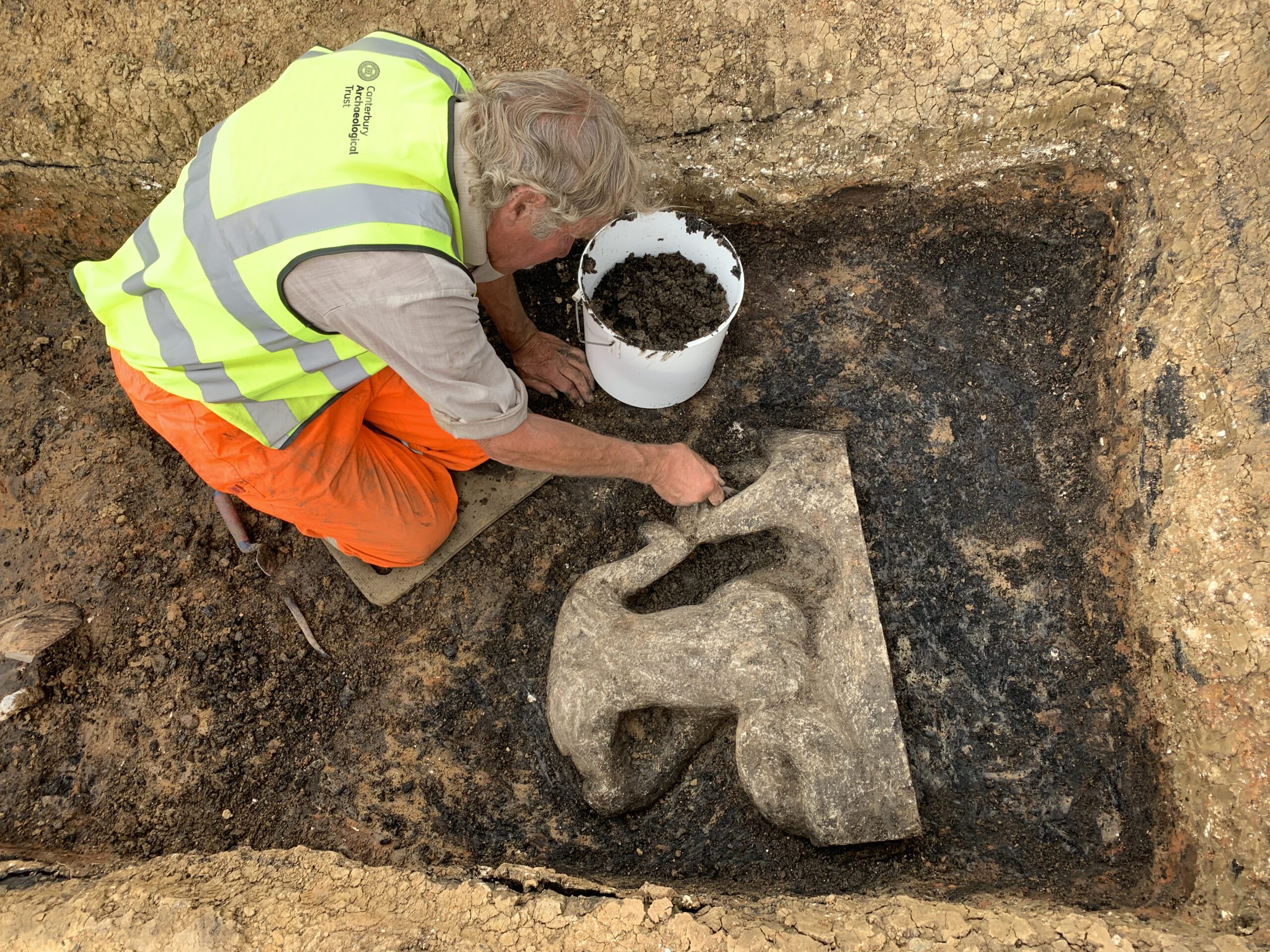 Roman statue of Triton discovered during archaeological excavations in Teynham Kent
